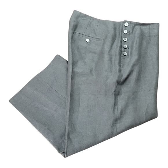 Talbots Chelsea Crop Pants Black Linen Sailor Button Fly Women's Plus Size 16 - Picture 11 of 13